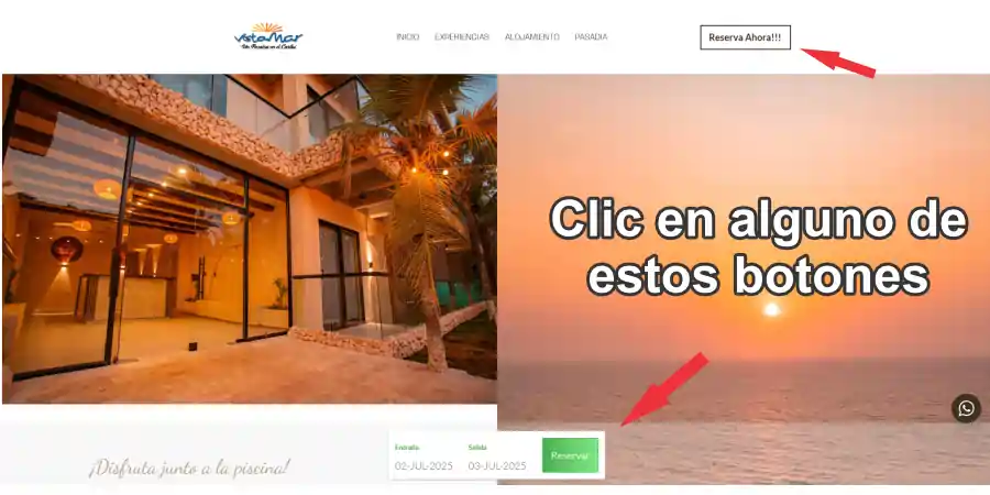 Haz clic en cualquiera de los botones “Reserva Ahora” para comenzar el proceso.