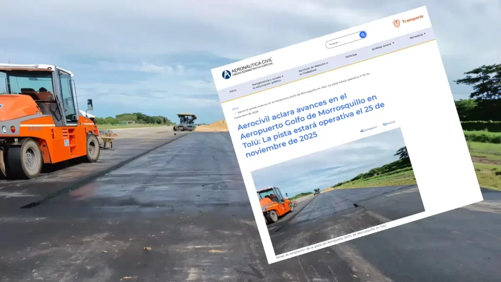 Pista del Aeropuerto Golfo de Morrosquillo en Tolú que estará operativa el 25 de noviembre de 2025, según la Aeronáutica Civil de Colombia.